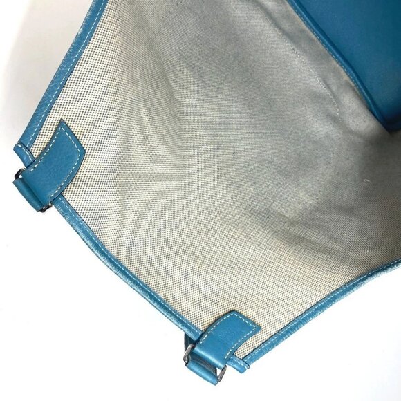 HERMES Shoulder bag Tote Bag Giardinier PM Shoulder Bag Leather/Canvas blue - Picture 15 of 16